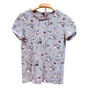 H&M Yoga French Bulldog Boston Terrier Dogs Short Sleeve Tee Pajama Top Small